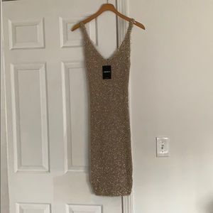 Forever 21 gold sparkly sweater dress